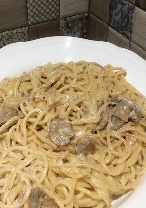 صورة لوصفة سباغيتي بالفطر 🍜