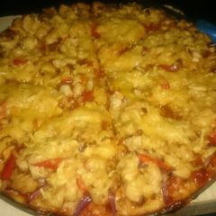 A picture of Chicken bbq pizza. #4weeks challenge.