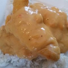 A picture of Chicken w/ Easy Roasted Bell Pepper Cream Sauce.