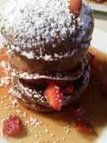 Chocolate Pannetone French Toast w/ Mascerated Strawberries