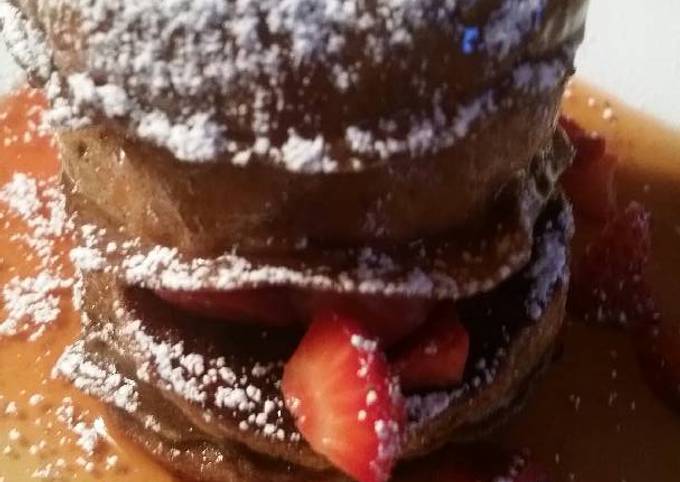 Chocolate Pannetone French Toast w/ Mascerated Strawberries