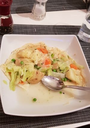 A picture of Pancakes & Veggie Soup.