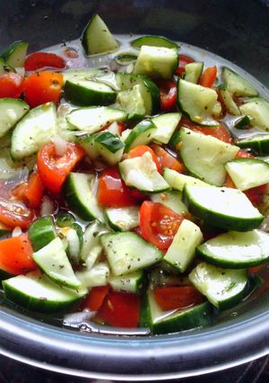 A picture of Cucumber and Tomato Salad.