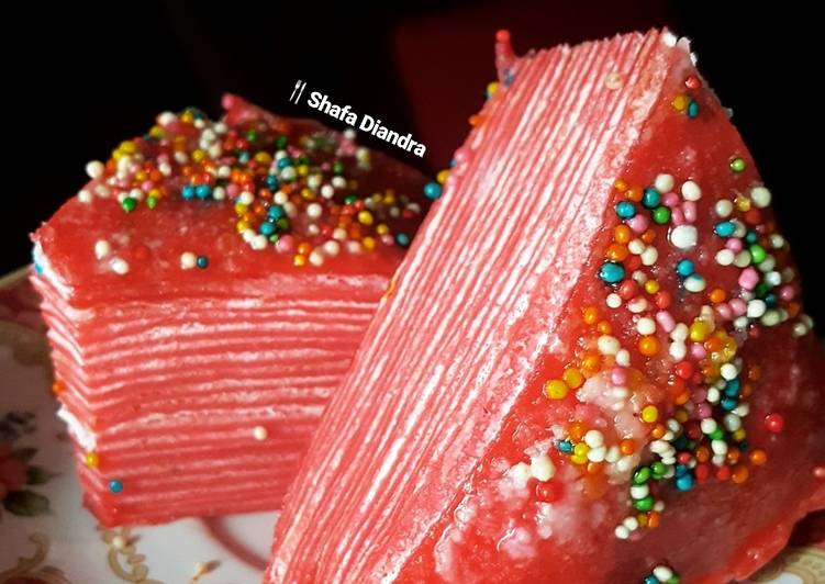 Red Velvet Mille Crepes Cake🇫🇷 #dessert #snack