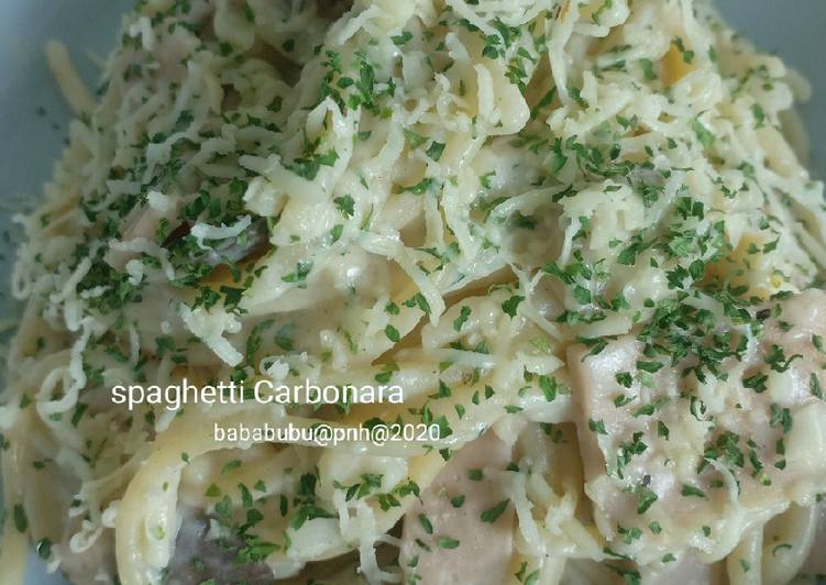 Resep Spaghetti Carbonara Simple &amp; creamy Jadi, Sempurna