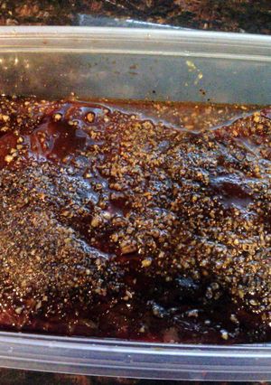A picture of steak marinade.