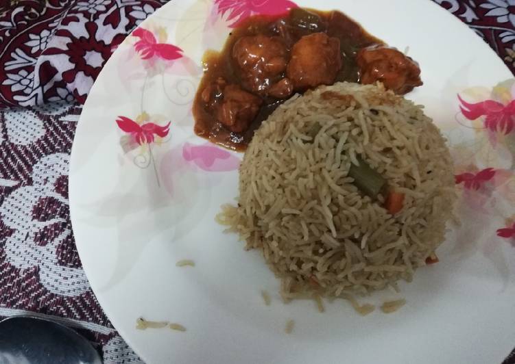 Chili chicken n veg fried rice