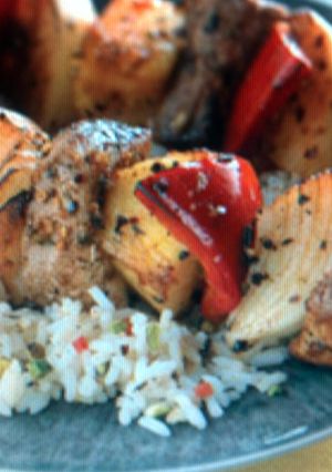 A picture of Caribbean Pork Kabobs.