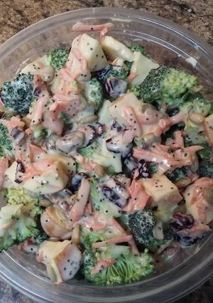 A picture of Broccoli and Apple Salad with a Honey Poppyseed Dressing.