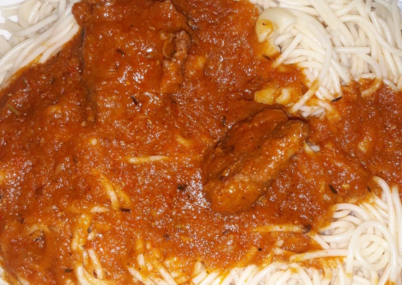 Spaghetti and stew