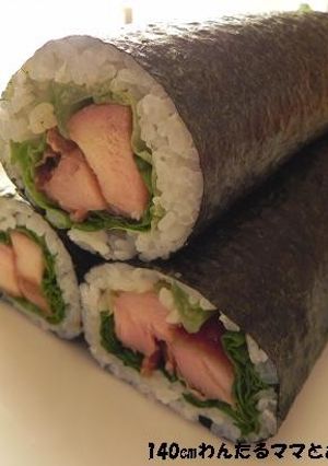 A picture of Easy Teriyaki Chicken Ehomaki Sushi Rolls.