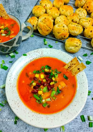 A picture of Vegetable Tortilla Soup.
