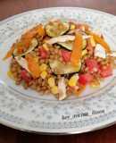 Ensalada de lentejas con pollo y verduras