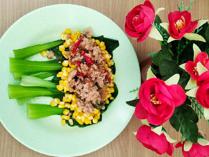 Resep Pakcoy topping ayam lada hitam Enak Terbaru