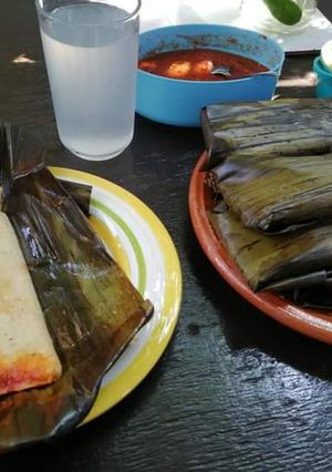 Una foto de Tamales de puerco en hoja de plátano
