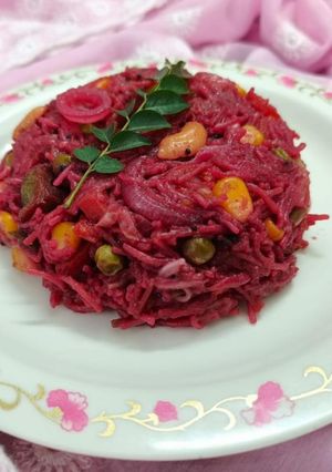 A picture of Pink Vermicelli Upma.