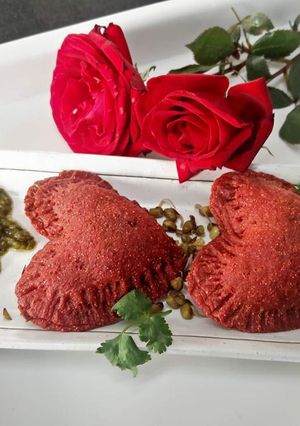A picture of Heart Shaped Moong Sprouts Kachoris.