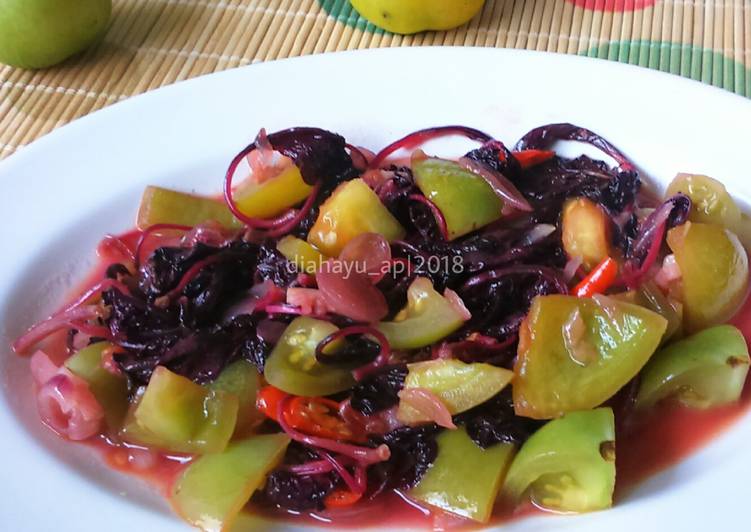 Tumis bayam merah tomat hijau #maree