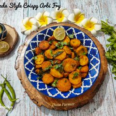 Tamilnadu Style Crispy Arbi Fry / Seppankizhangu Varuval Roast A picture of Tamilnadu Style Crispy Arbi Fry / Seppankizhangu Varuval Roast.