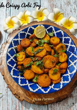 A picture of Tamilnadu Style Crispy Arbi Fry / Seppankizhangu Varuval Roast.