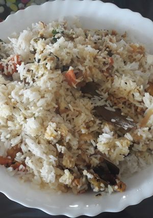 A picture of Veg biriyini with rice cooker.