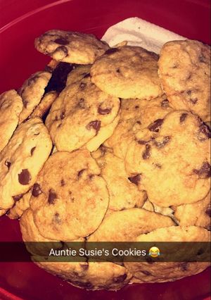 A picture of Christmas Chocolate Chip Cookies #ChristmasBaking.