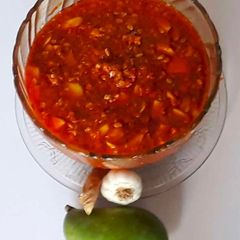 A picture of Spicy Mango Pickle with Garlic & Ginger.