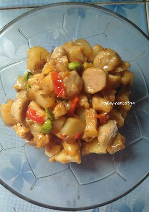 Foto resep Oseng Kikil Bakso pete