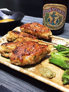 A picture of Chicken Tsukune Skewers.