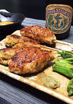 A picture of Yakitori-Style Chicken Tsukune (Japanese Chicken Meatballs).