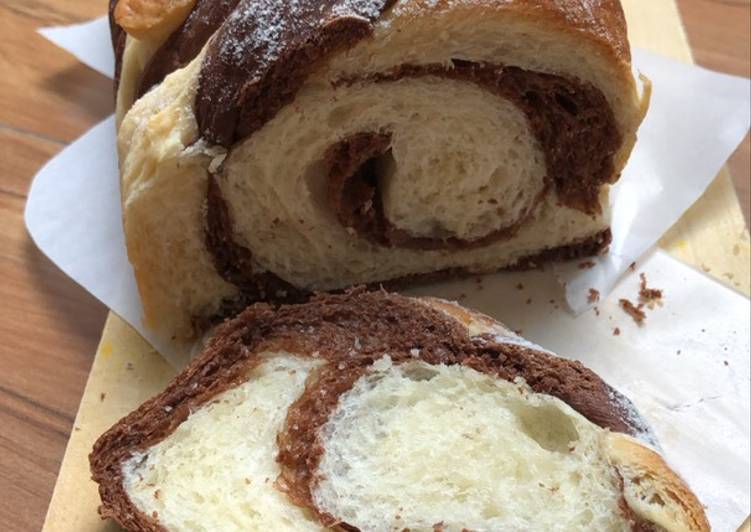 Resep Fluffy Milk Chocolate Swril Bread / Roti Ulir Cokelat Susu Empuk- NO EGG Anti Gagal