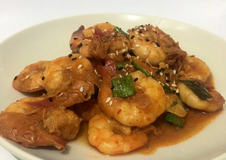 YUK DICOBA! Resep Spicy Korean gochujang shrimp ala fe’