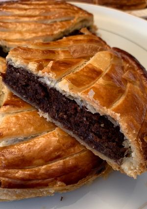 A picture of Chocolate Hazelnut Almond Galette des Rois.