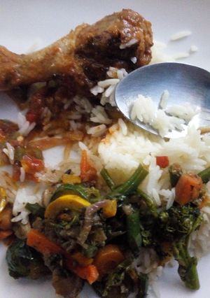 A picture of Chicken rice and veggies#4 weeks challenge.