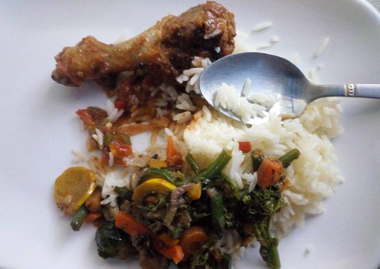 Recipe of Ultimate Chicken rice and veggies#4 weeks challenge