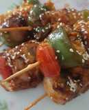 Chicken satay with spicy garlic sauce