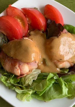 Une photo de Salade tiède de chèvre lardé