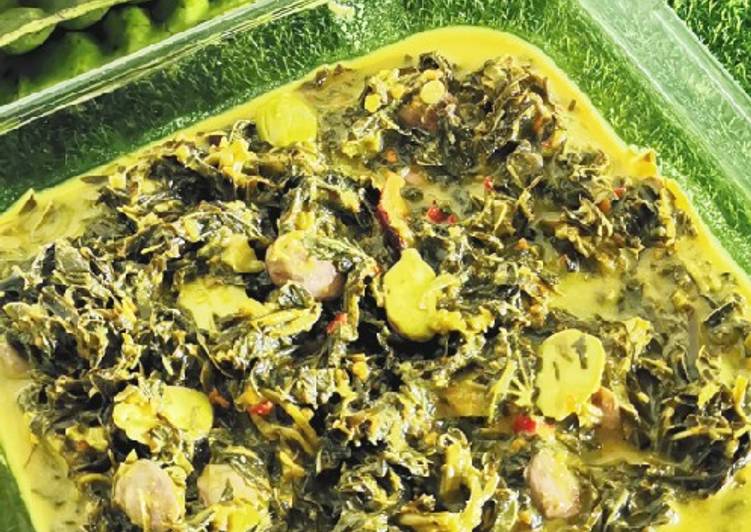 Langkah Langkah Memasak Pucuk Ubi Masak Lemak tempoyak petai yang Sedap