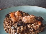 Risotto de mote con camarones y champiñones 🍄