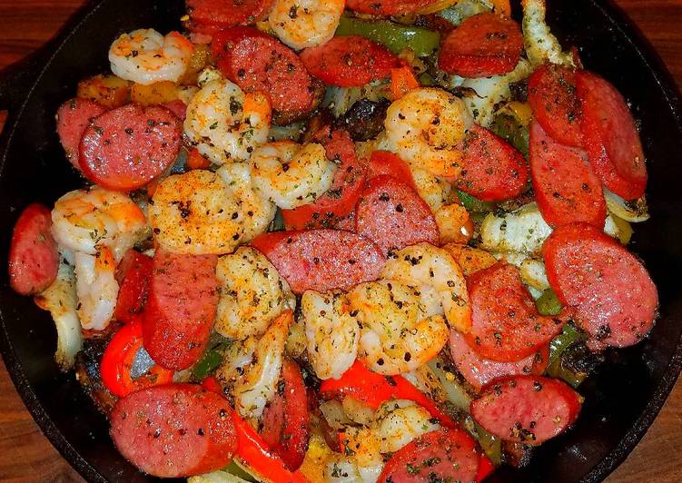 Homemade Mike&#39;s Cajun Shrimp Smoked Sausage &amp; Baby Potato Skillets