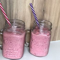 A picture of Banana and strawberries smoothie.