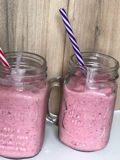 A picture of Banana and strawberries smoothie.