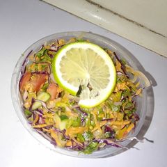A picture of Red cabbage and capsicum salad.