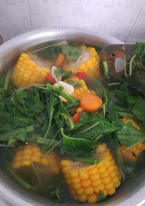 Foto resep Sayur bening bayam, jagung dan wortel