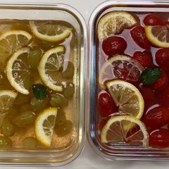 A picture of Marinated Tomatoes & Green Grapes.