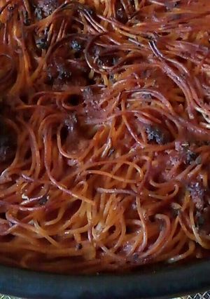 صورة لوصفة سباغتي باللحمة والبندورة