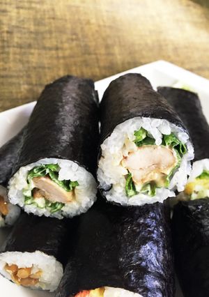 A picture of Teriyaki Chicken Sushi Rolls for Setsubun and Festivals.