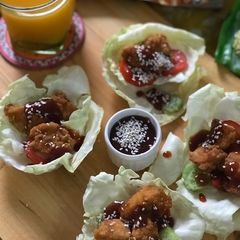 A picture of Chicken teriyaki wraps.
