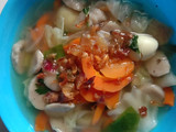 Sayur sop baso+telur puyuh