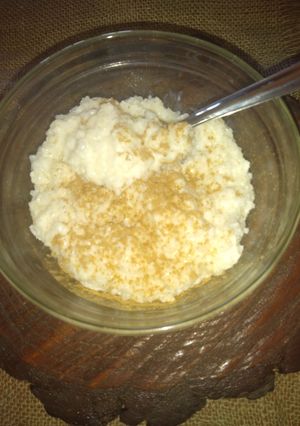 Una foto de Arroz con leche y coco rallado